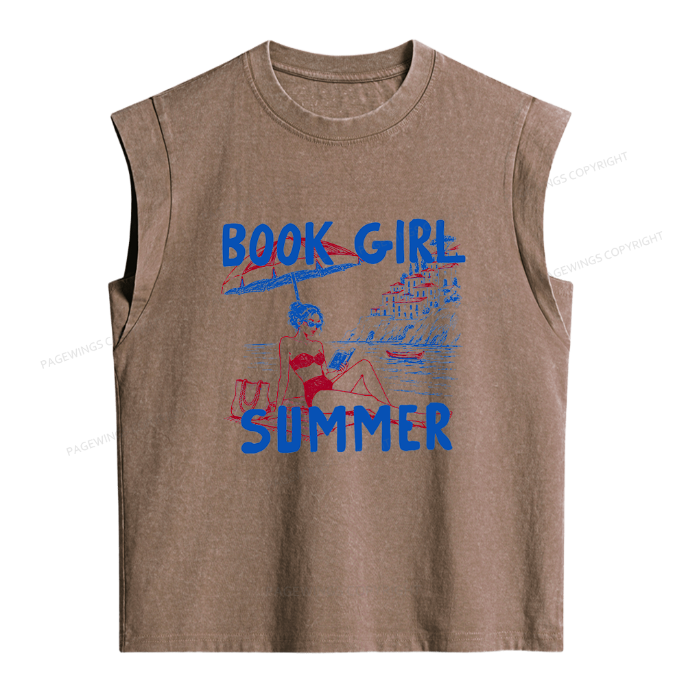 Pagewings Book Girl Summer Women's Washed Tank Top