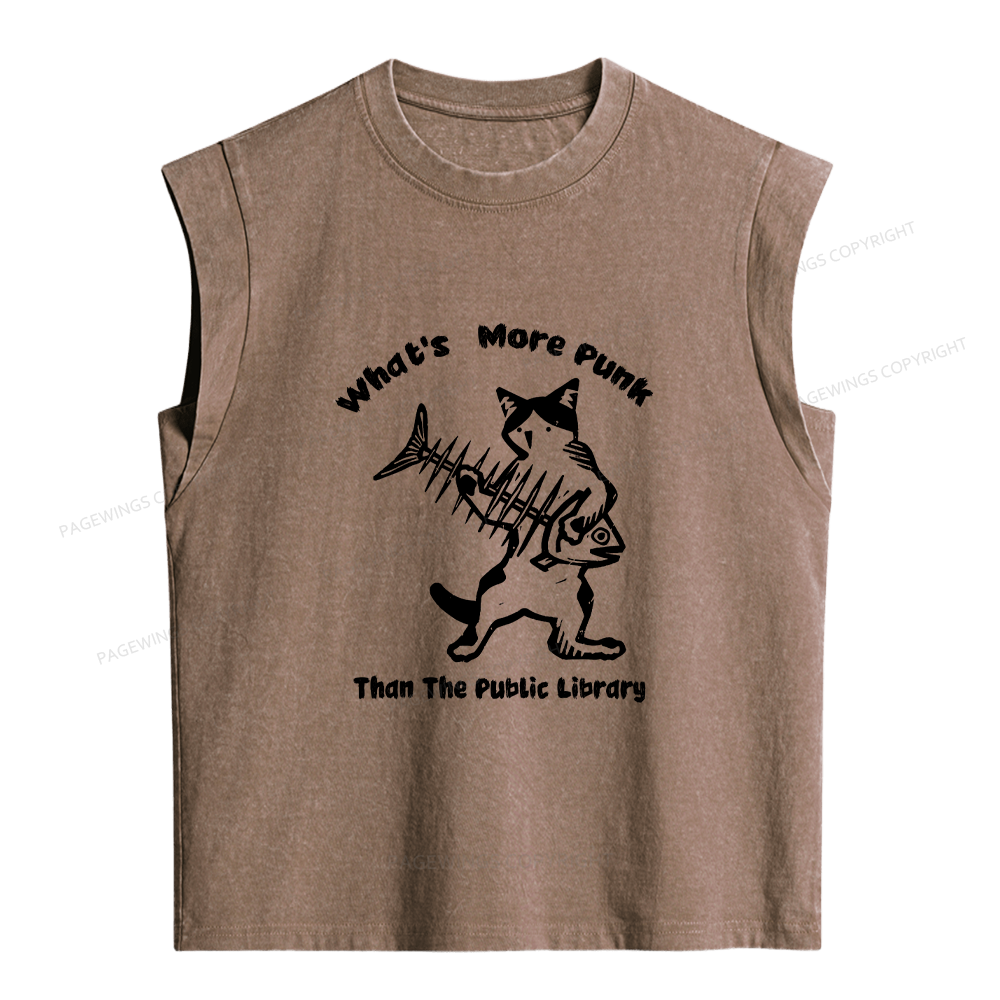 Pagewings What's More Punk Than The Public Library Women's Washed Tank Top