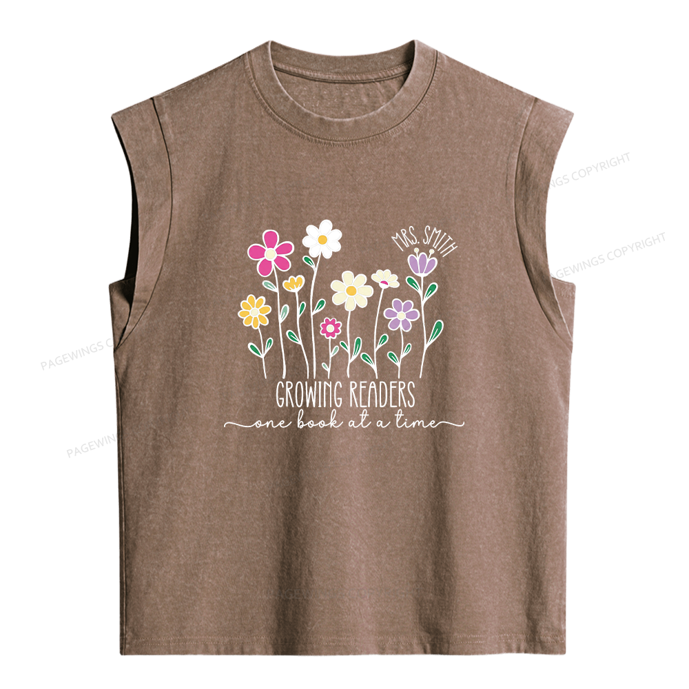 Pagewings Personalized Reading Teacher Women's Washed Tank Top