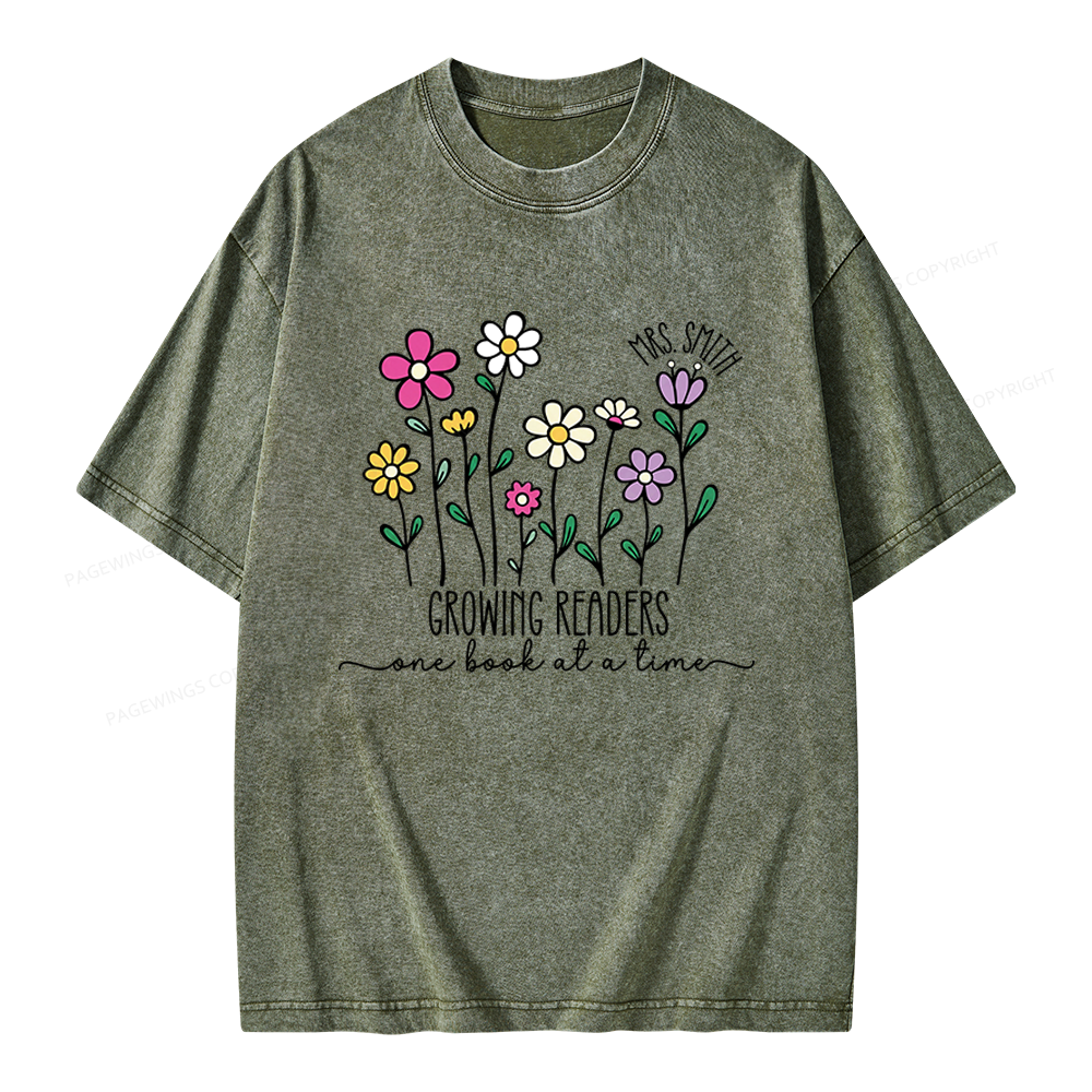 Pagewings Personalized Reading Teacher Unisex Washed T-shirt