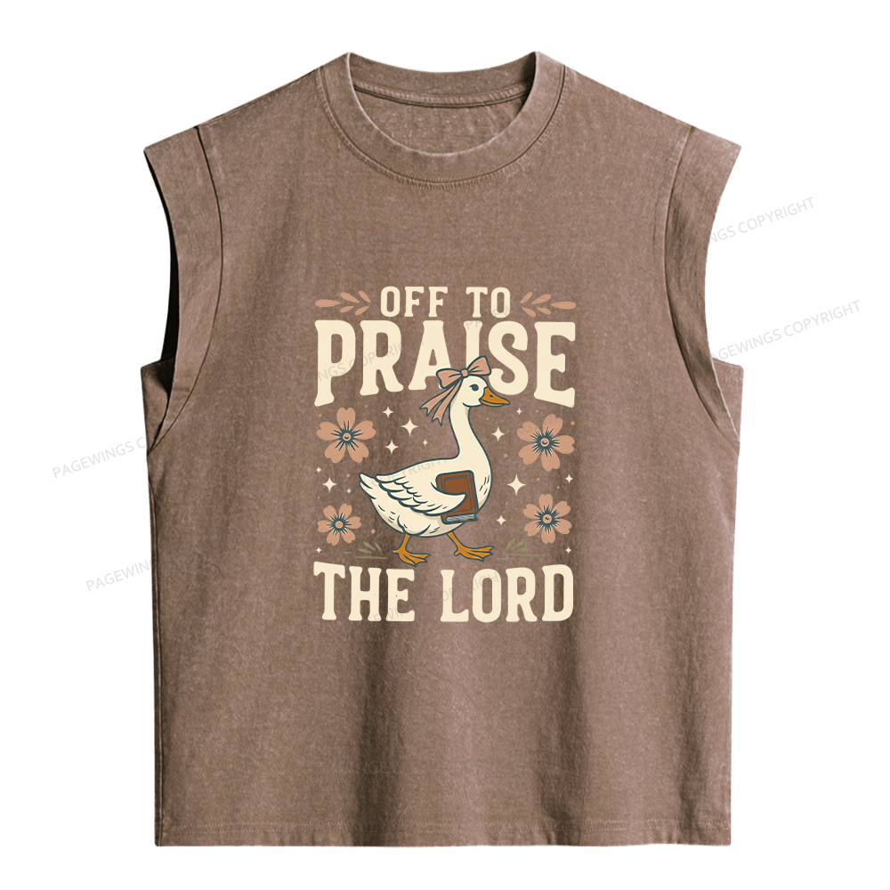 Pagewings Off to Praise the Lord Women's Washed Tank Top