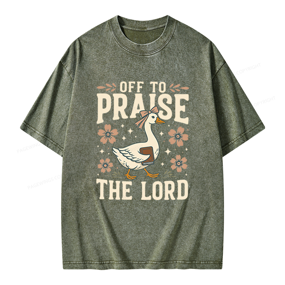Pagewings Off to Praise the Lord Unisex Washed T-shirt