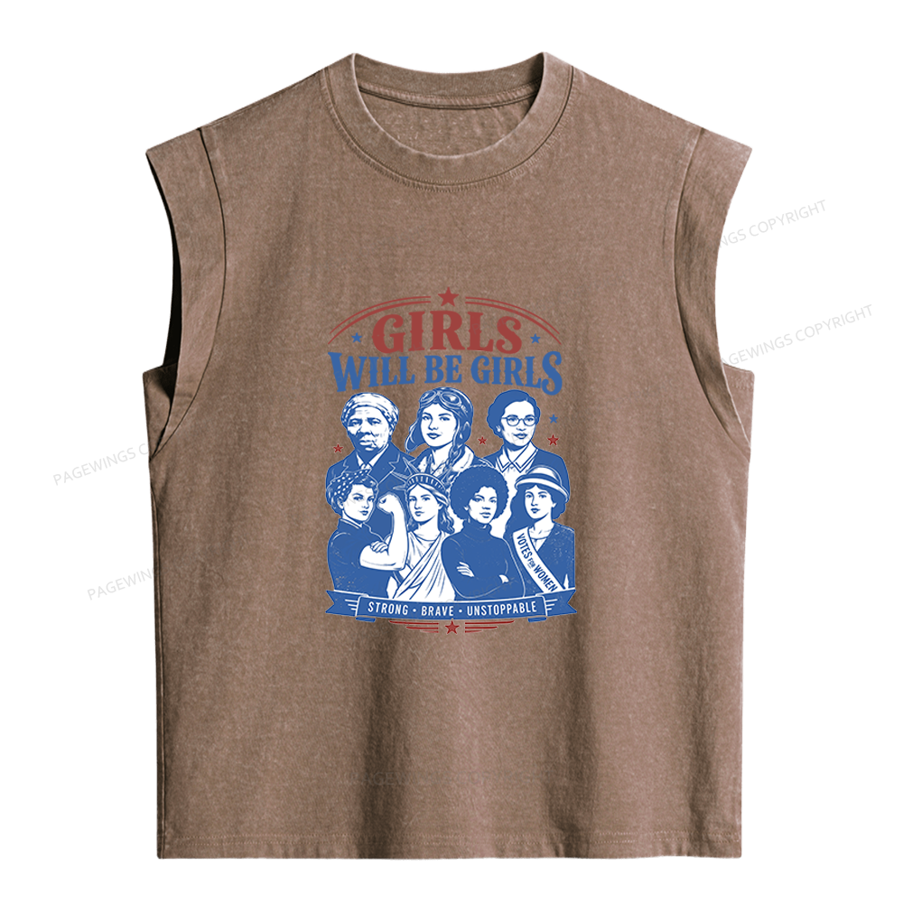 Pagewings Girls Will Be Girls Women's Washed Tank Top