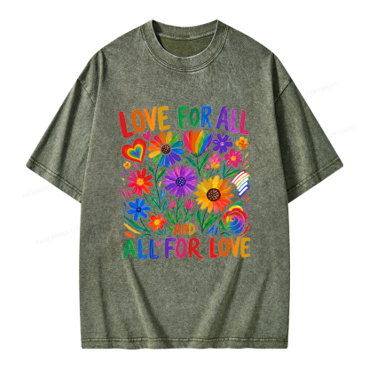 Pagewings Love For All Unisex Washed T-shirt