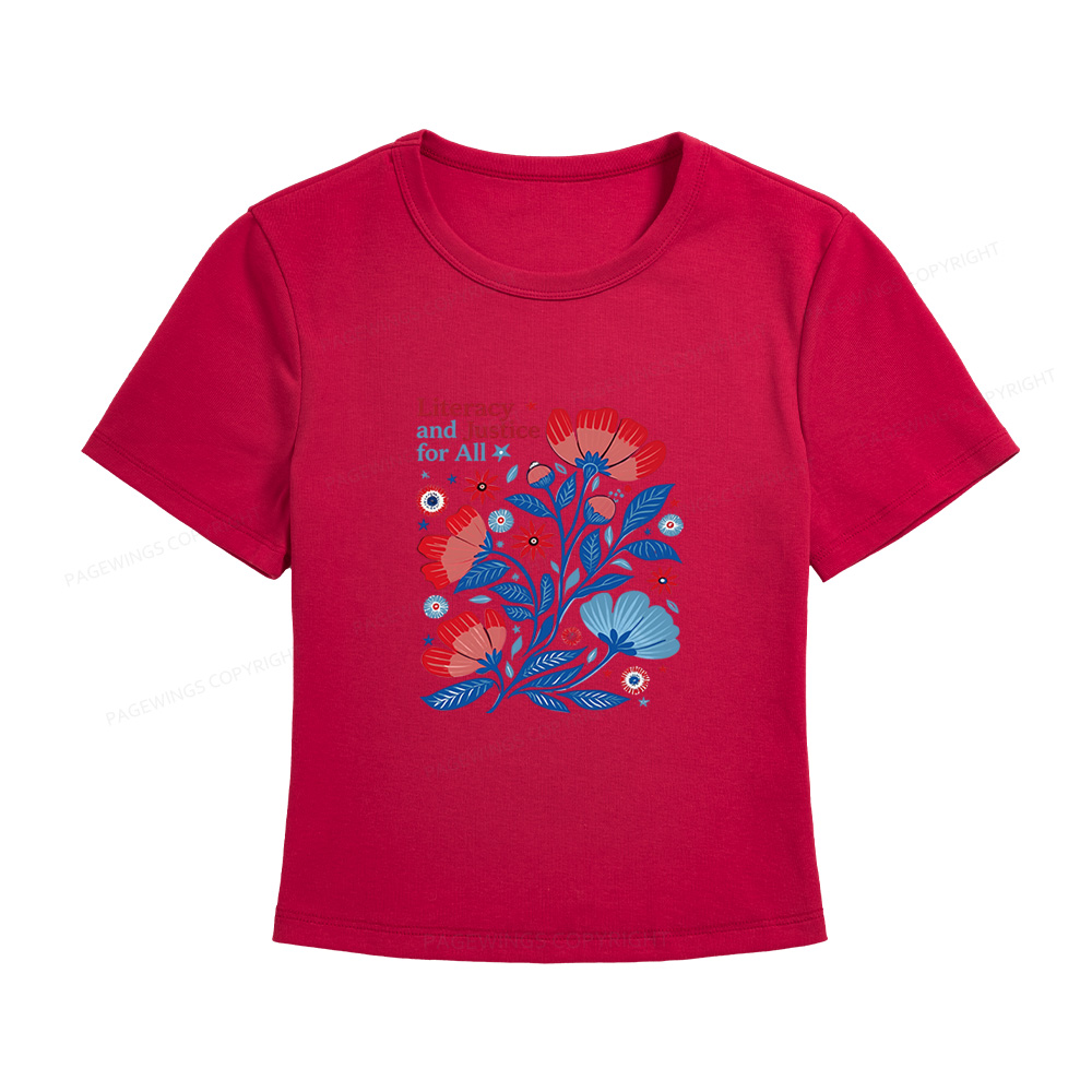 Pagewings Literacy and Justice for All Women's Baby Tee
