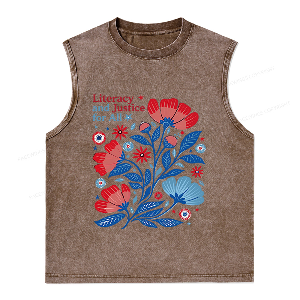 Pagewings Literacy and Justice for All Unisex Washed Tank Top