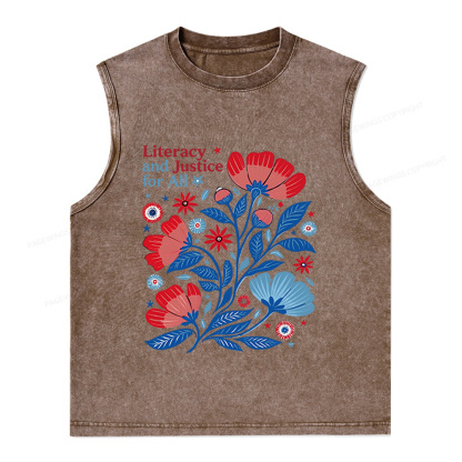 Pagewings Literacy and Justice for All Unisex Washed Tank Top