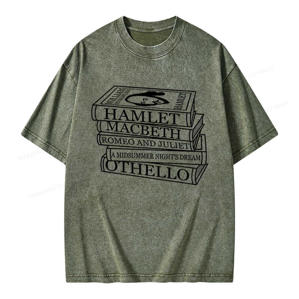 Pagewings Shakespeare Best Books Unisex Washed T-shirt