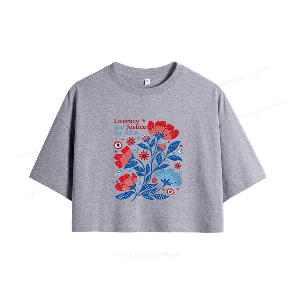 Pagewings Literacy and Justice for All Women Crop Tops