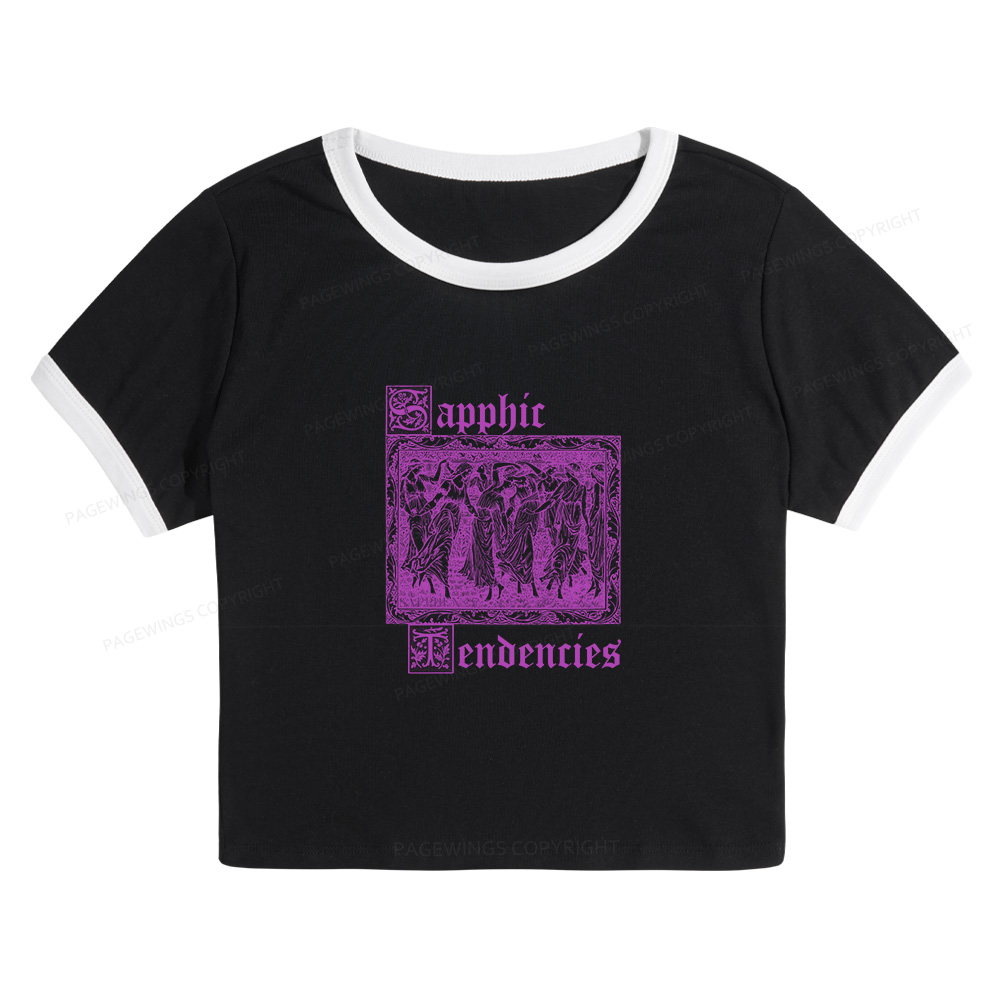 Pagewings Sapphic Tendencies Baby Tee Cropped Ringer T-Shirt
