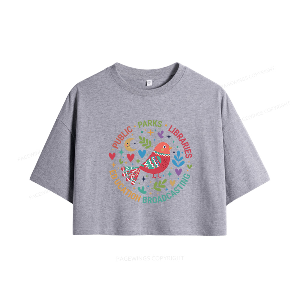 Pagewings Public Parks Libraries Education Broadcasting  Women Crop Tops