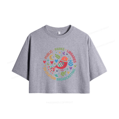 Pagewings Public Parks Libraries Education Broadcasting  Women Crop Tops