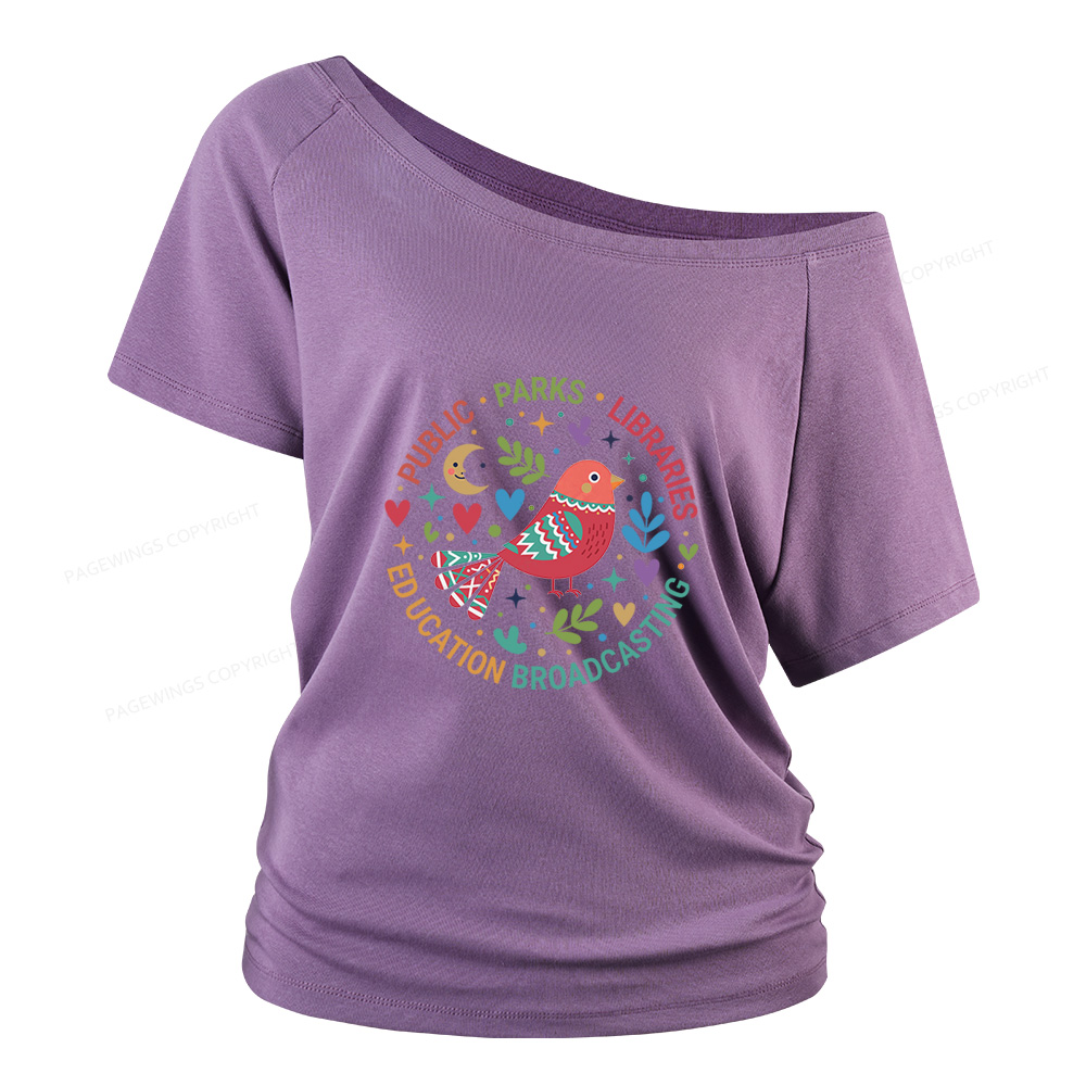 Pagewings Public Parks Libraries Education Broadcasting  Women Off Shoulder T-shirts
