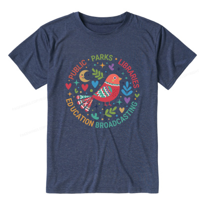 Pagewings Soft Public Parks Libraries Education Broadcasting Unisex Heather T-Shirt
