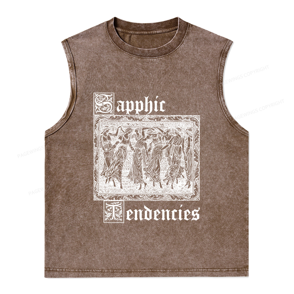 Pagewings Sapphic Tendencies Unisex Washed Tank Top