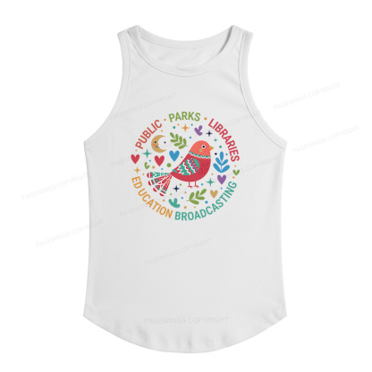 Pagewings Slim Fit Public Parks Libraries Education Broadcasting Women's Fitted Tank Top 
