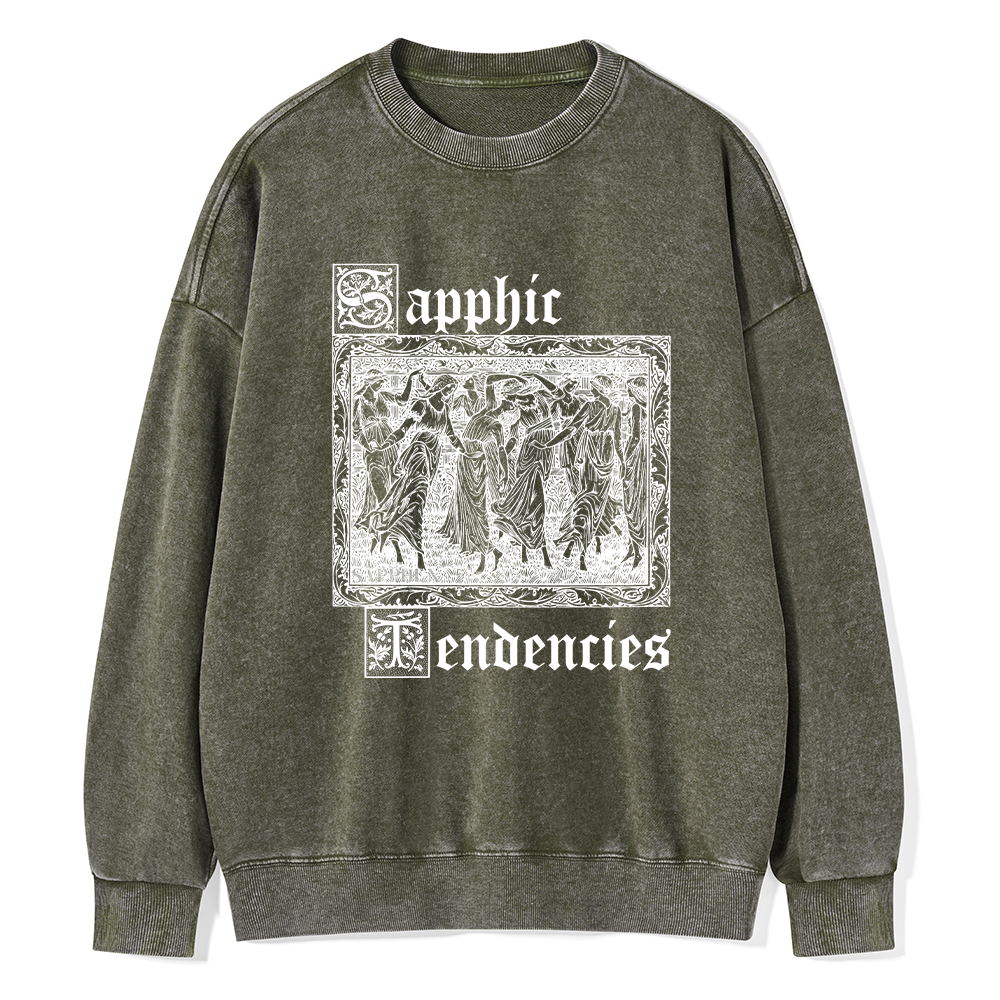 Pagewings Sapphic Tendencies Unisex Washed Sweatshirt