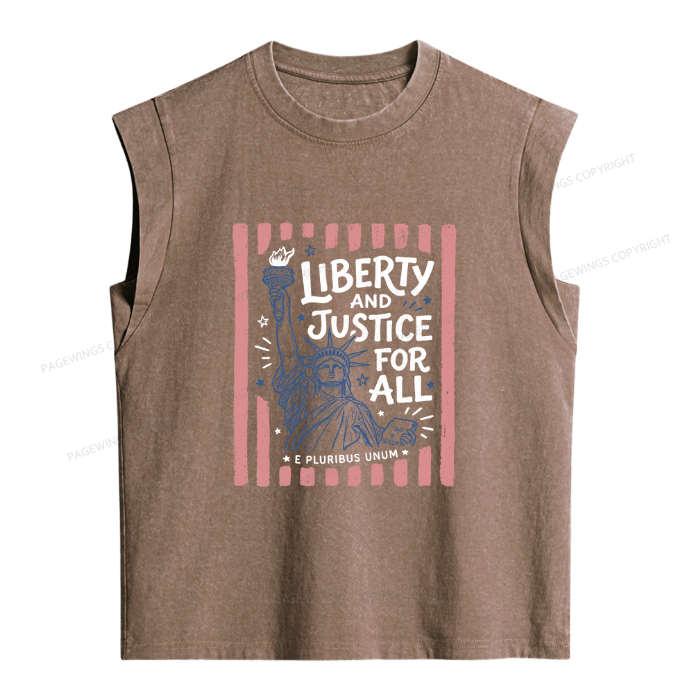 Pagewings Liberty And Justice For All Women's Washed Tank Top