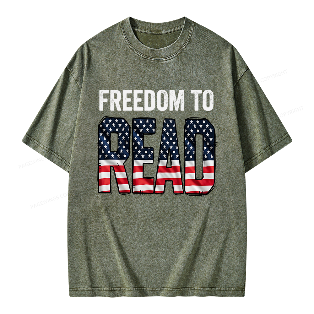 Pagewings Freedom to Read Unisex Washed T-shirt