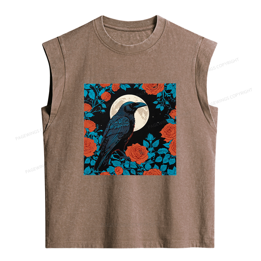 Pagewings Raven And The Moon Women's Washed Tank Top