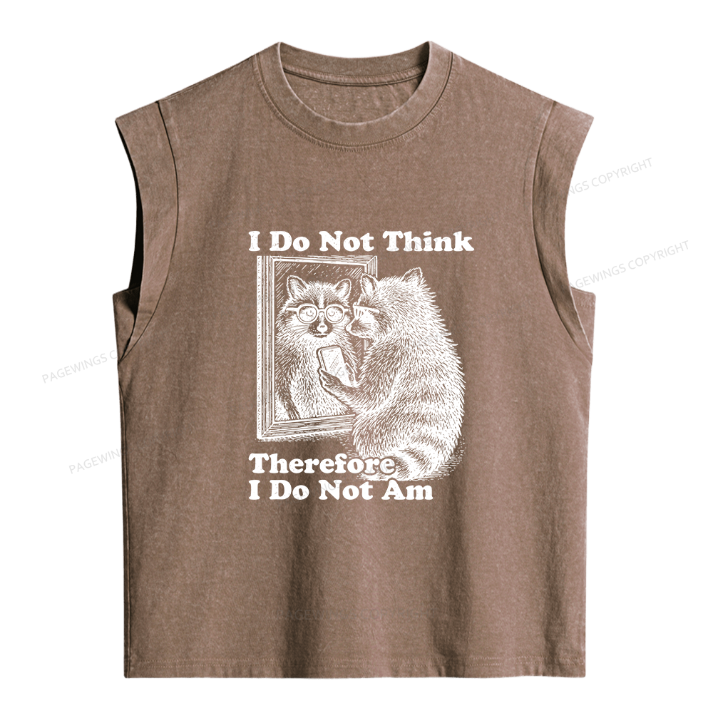 Pagewings I Do Not Think Therefore I Do Not Am Women's Washed Tank Top