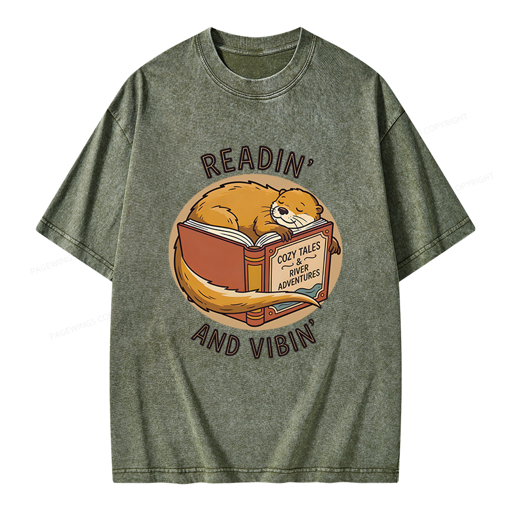 Pagewings Readin' And Vibin' Unisex Washed T-shirt