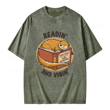 Pagewings Readin' And Vibin' Unisex Washed T-shirt
