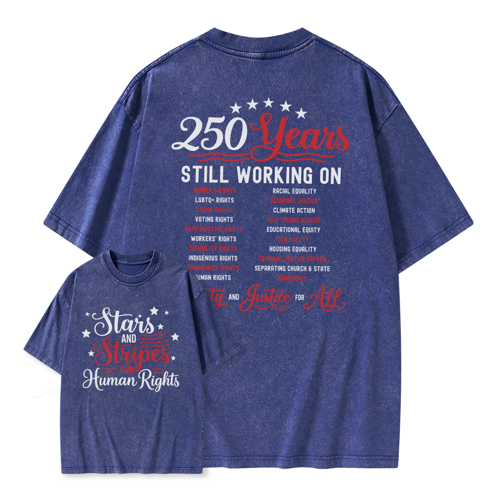 Pagewings Stars and Stripes And Human Rights Unisex Washed T-shirt