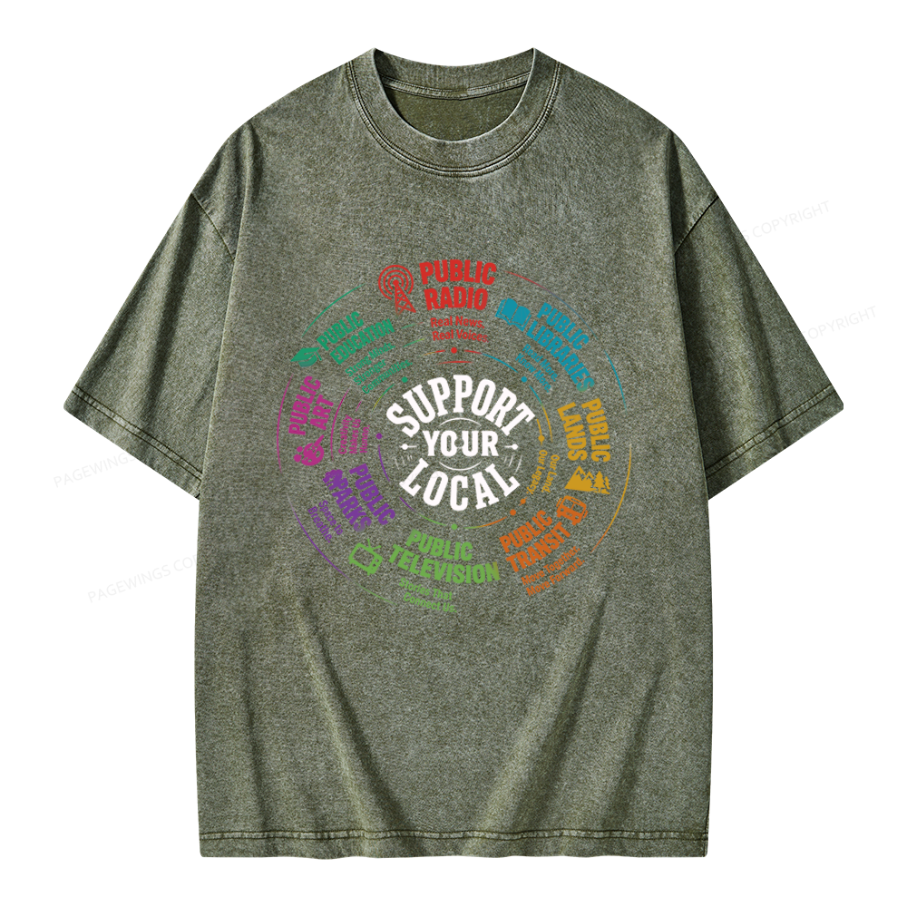 Pagewings Public Libraries Unisex Washed T-shirt