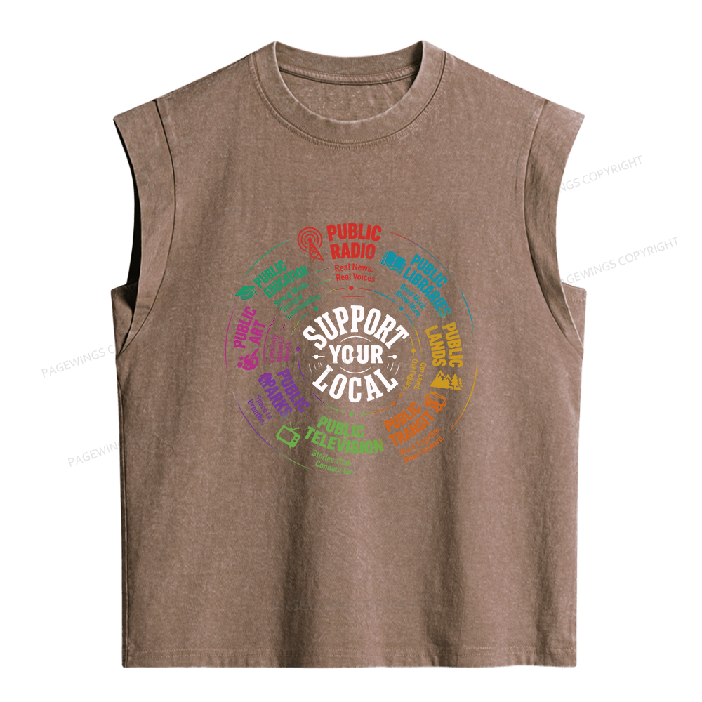 Pagewings Support Your Local Public Libraries  Album Women's Washed Tank Top