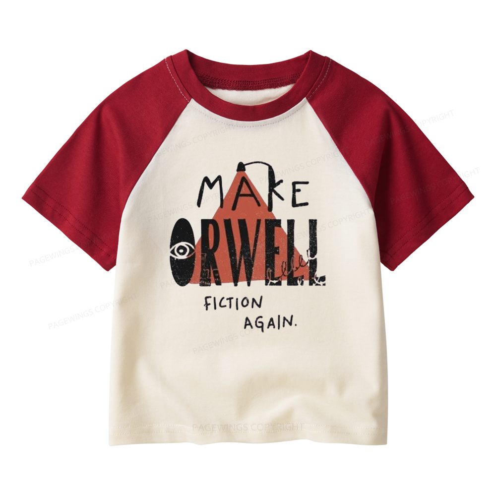 Pagewings Make Orwell Fiction Again Kids Raglan T-shirt 