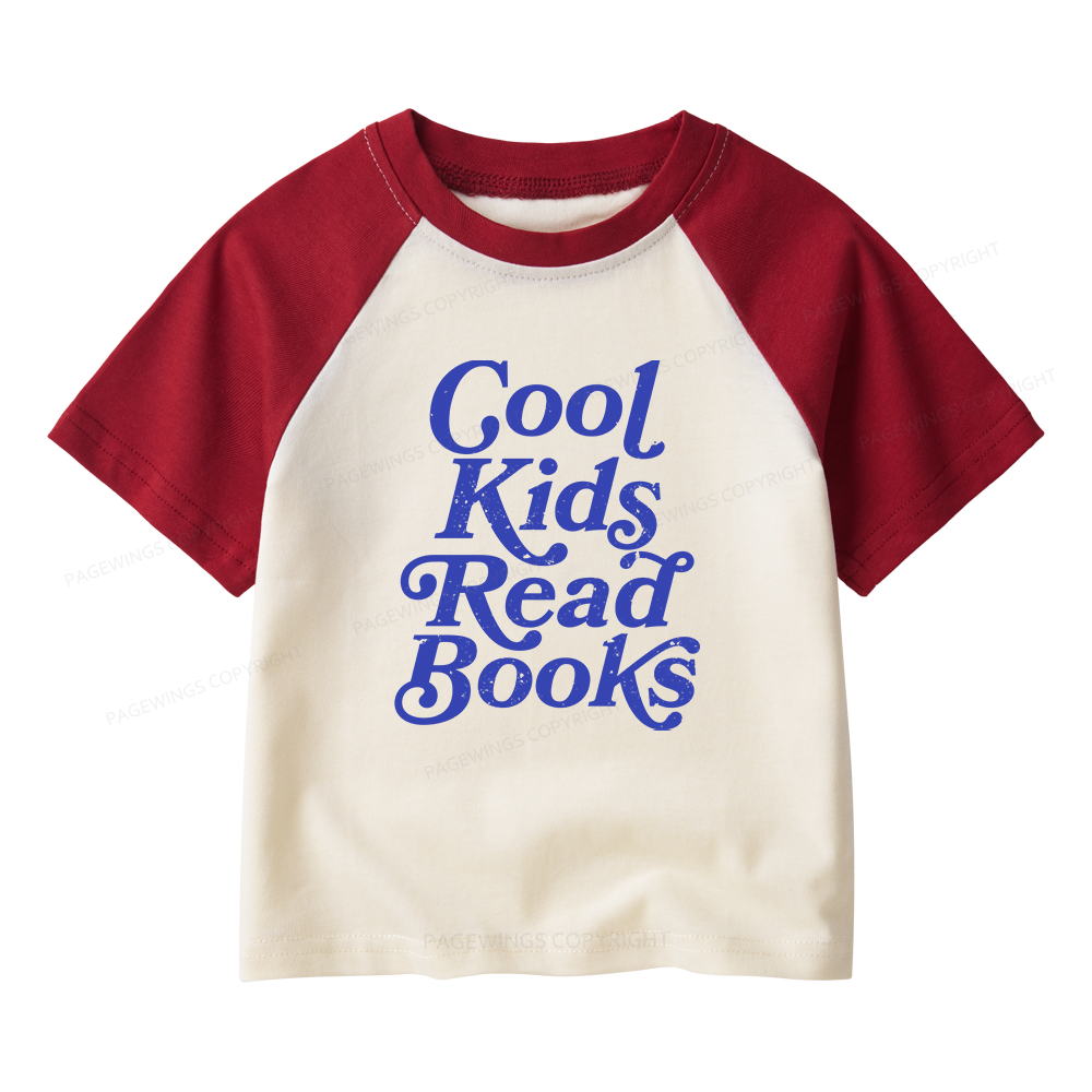 Pagewings Cool Kids Read Books Kids Raglan T-shirt 