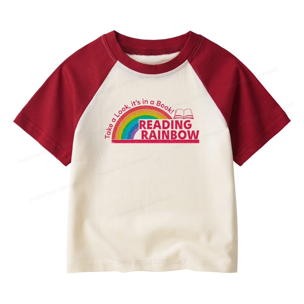 Pagewings Reading With Rainbow Kids Raglan T-shirt 