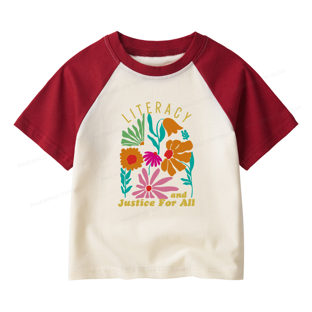 Pagewings Literacy And Justice Kids Raglan T-shirt 