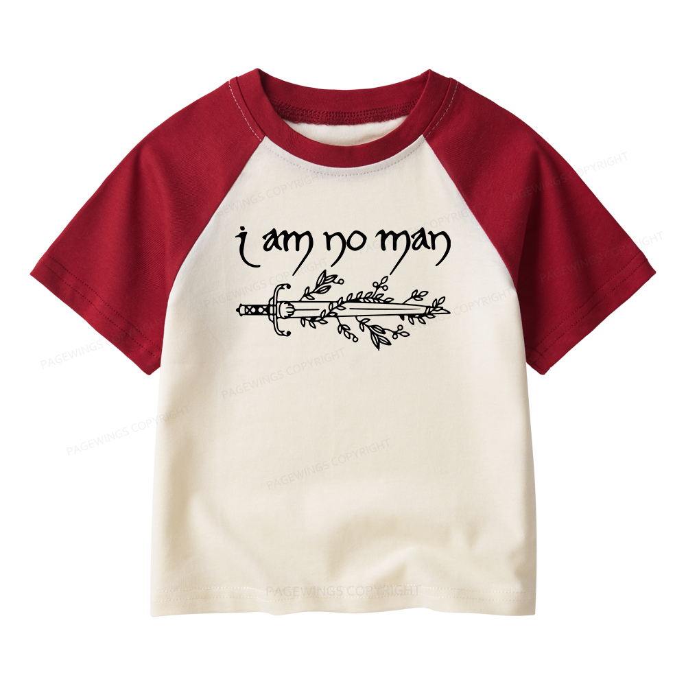Pagewings I Am No Man Kids Raglan T-shirt 