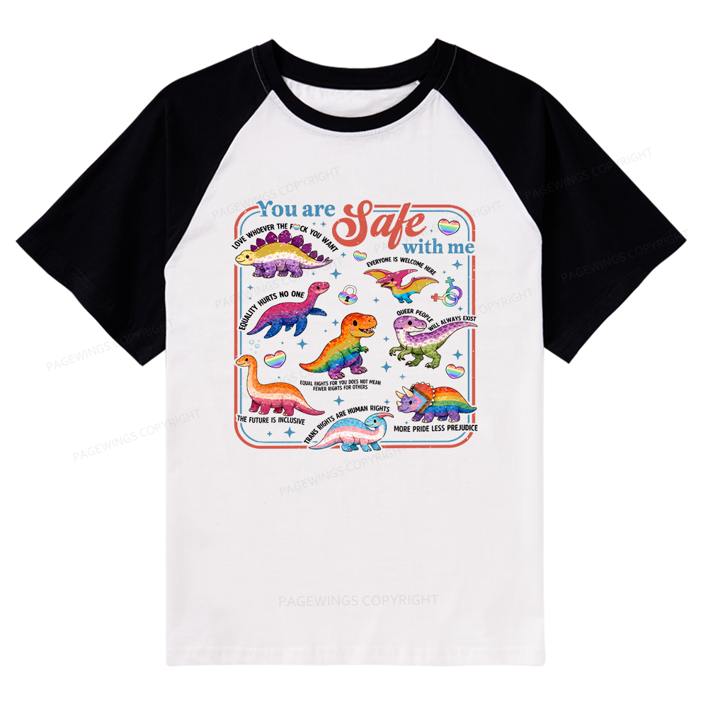 Pagewings You Are Safe With Me Raglan T-shirt
