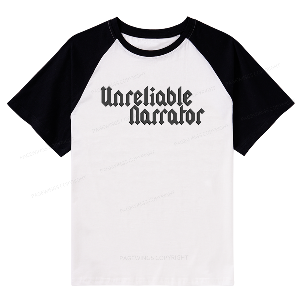Pagewings Unreliable Narrator Raglan T-shirt