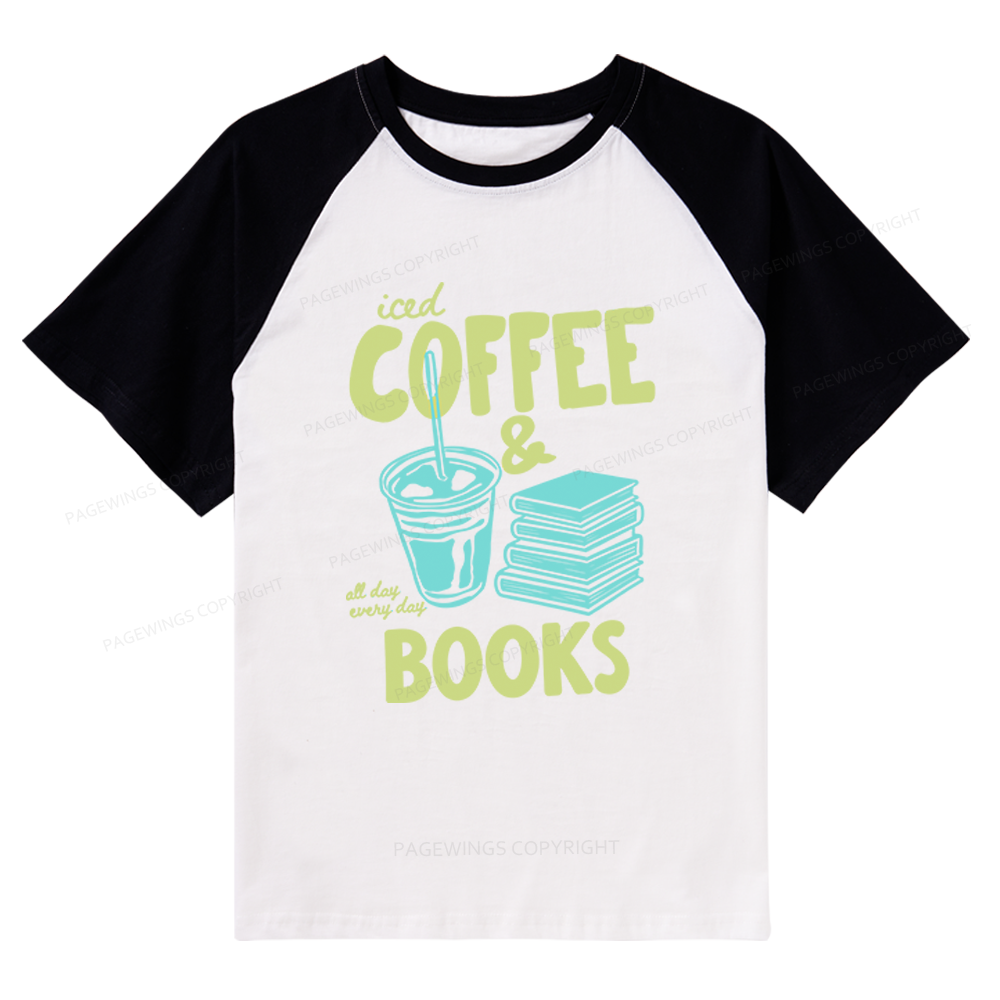 Pagewings Coffee And Books Raglan T-shirt