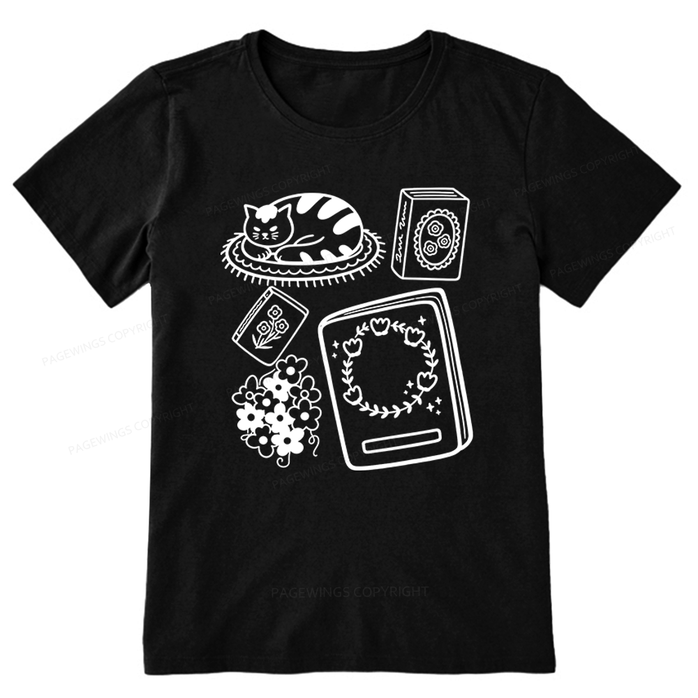 Pagewings Cat And Books Unisex Classic T-shirt