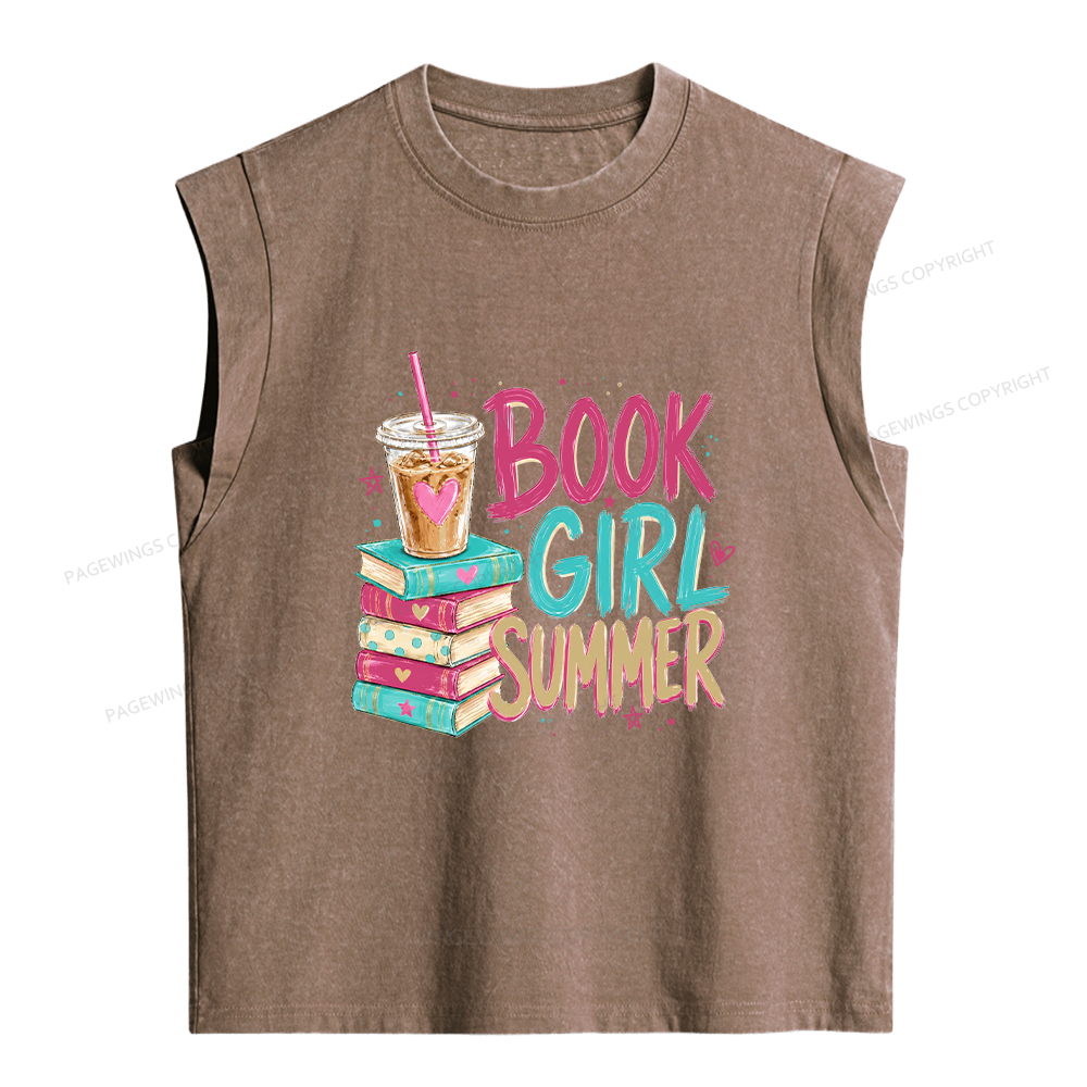 Pagewings Book Girl Summer Women's Washed Tank Top