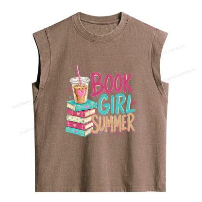 Pagewings Book Girl Summer Women's Washed Tank Top