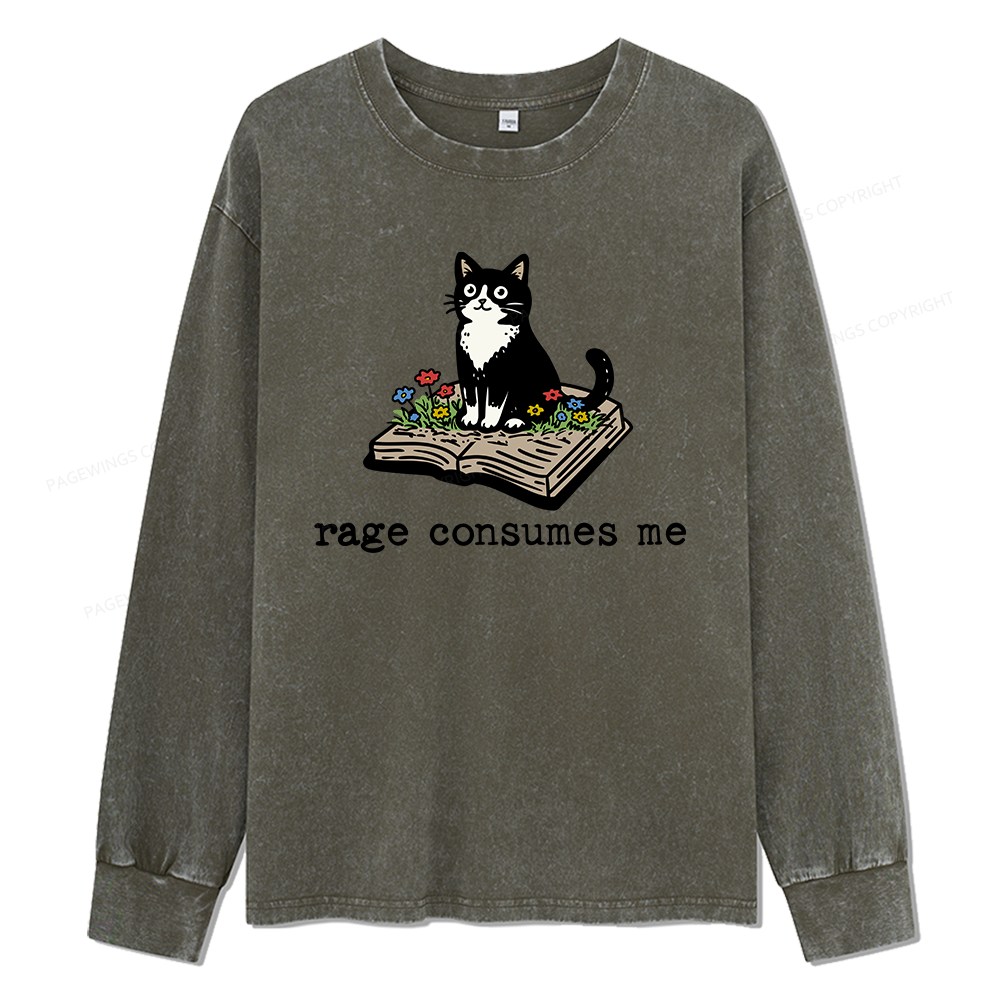 Pagewings Rage Consumes Me Unisex Washed Long Sleeve T-shirt