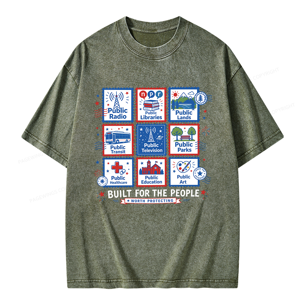 Pagewings Public Libraries Unisex Washed T-shirt