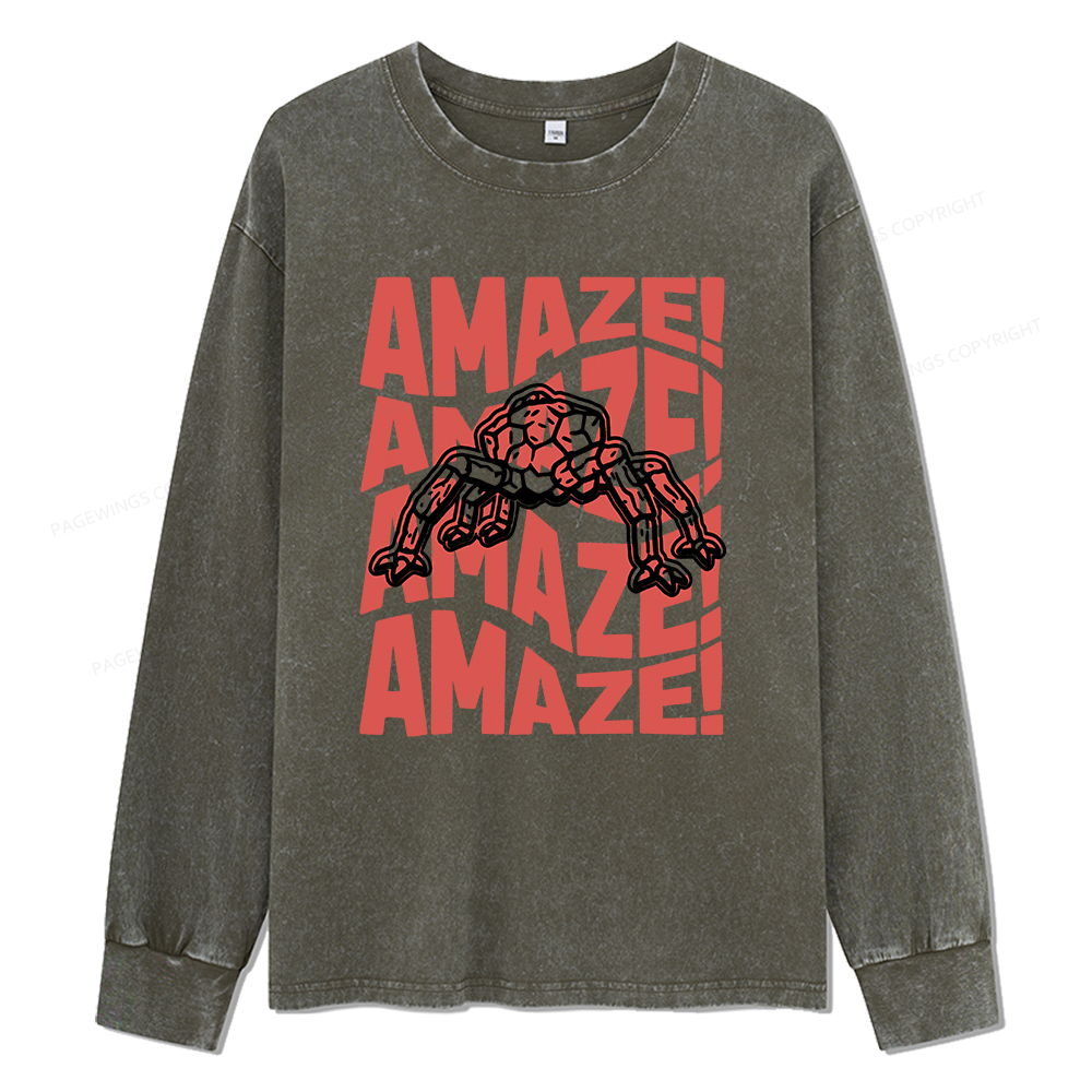 Pagewings Read Sci-Fi Unisex Washed Long Sleeve T-shirt