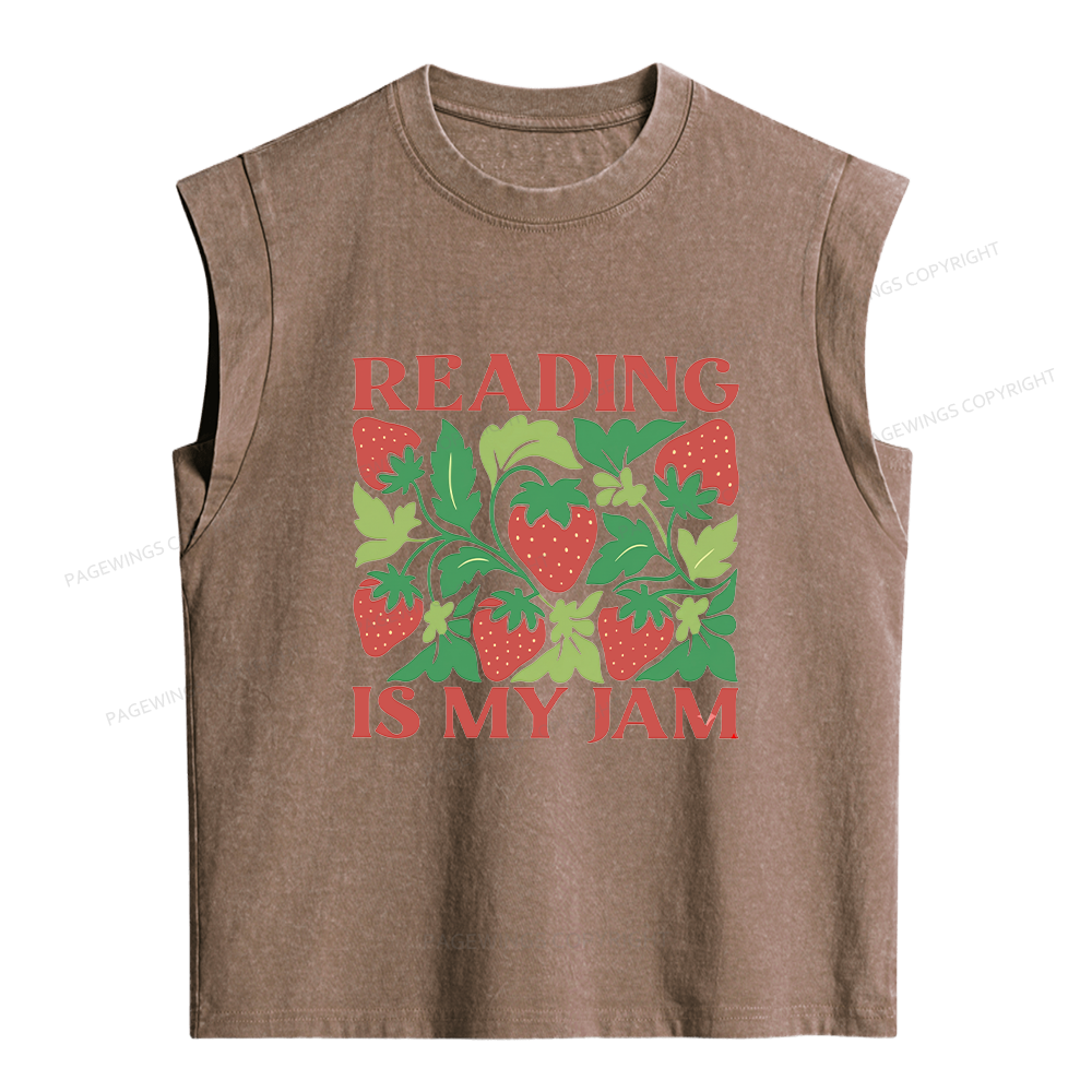 Pagewings Reading Is My Jam Women's Washed Tank Top