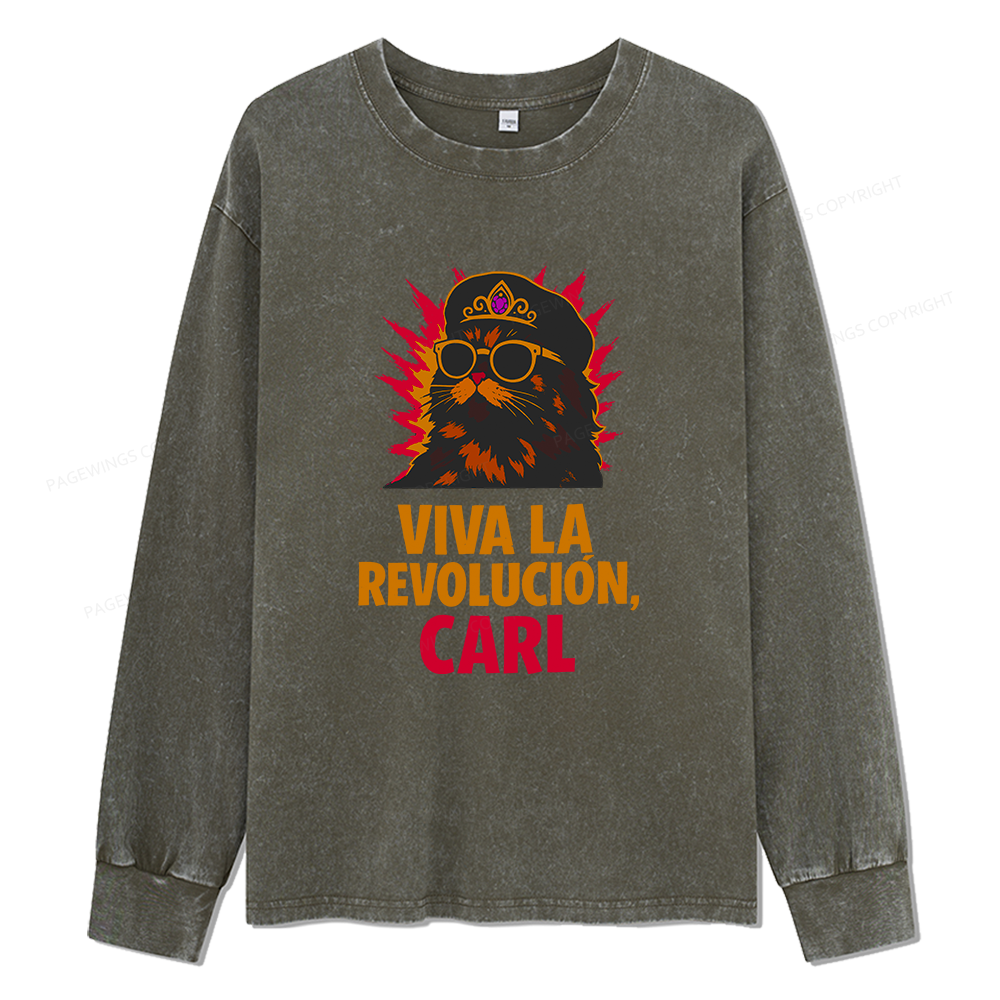 Pagewings Viva La Revolucion Unisex Washed Long Sleeve T-shirt