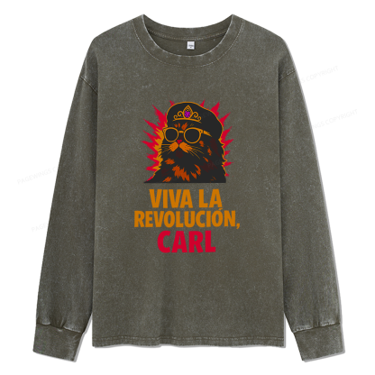 Pagewings Viva La Revolucion Unisex Washed Long Sleeve T-shirt