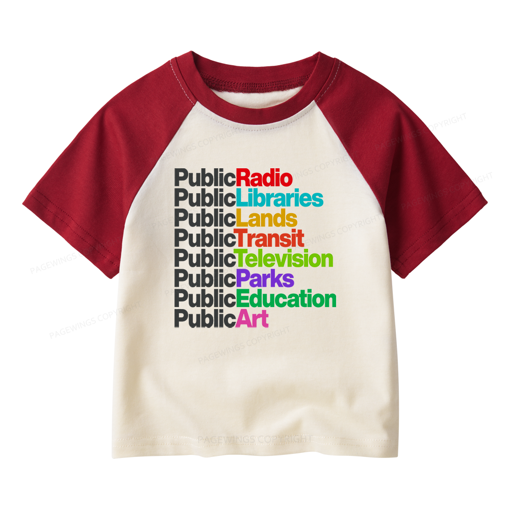 Pagewings Public Libraries Kids Raglan T-shirt 