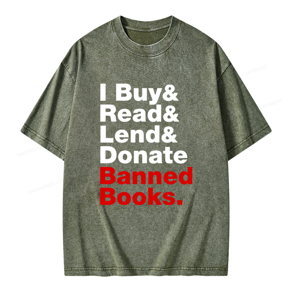 Pagewings I Buy and Read and Lend and Donate Banned Books Unisex Washed T-shirt