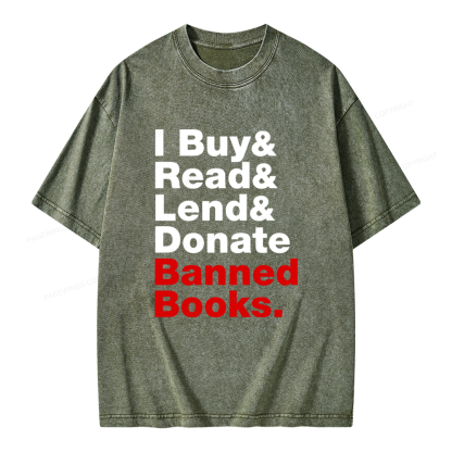 Pagewings I Buy and Read and Lend and Donate Banned Books Unisex Washed T-shirt